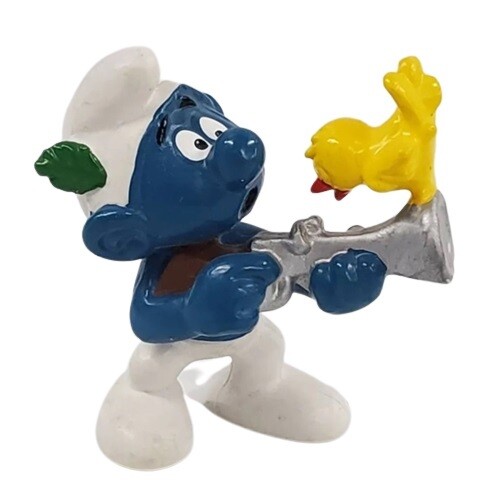 The Smurfs 2 1/4&quot;H Smurf Hunter with Bird PVC