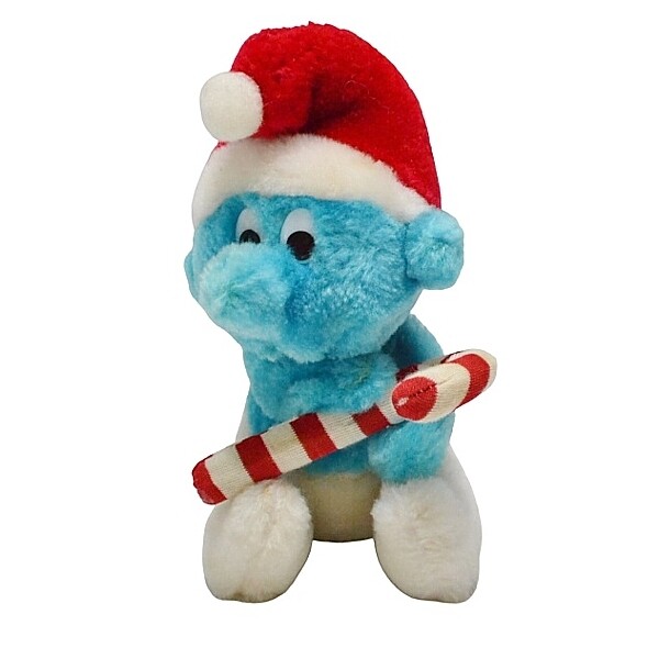 The Smurfs 5 1/2"H Smurf Plush with Candy Cane