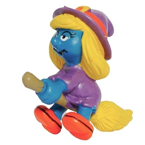 The Smurfs 2&quot;H Smurfette Witch Riding Broom PVC