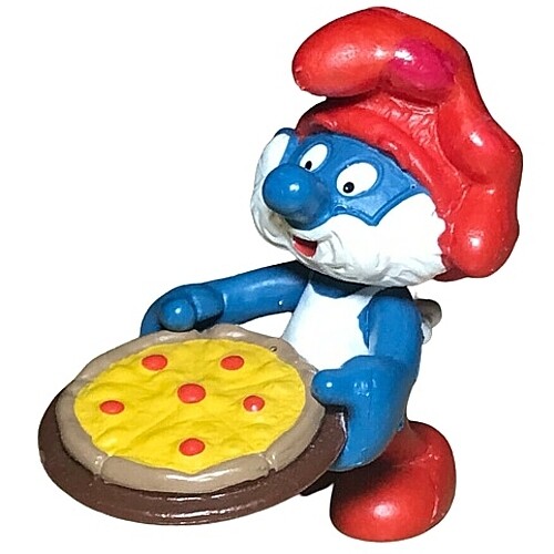 The Smurfs 2&quot;H Papa Smurf with Pizza PVC