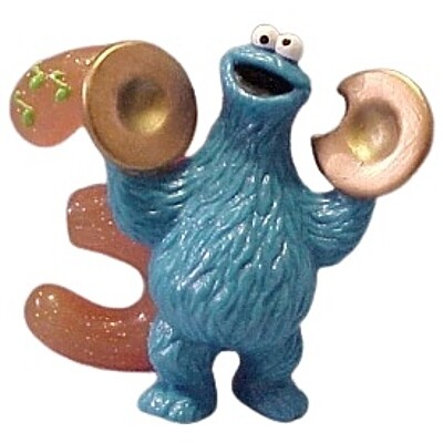 Sesame Street Cookie Monster "3" Cake Topper / PVC Figure