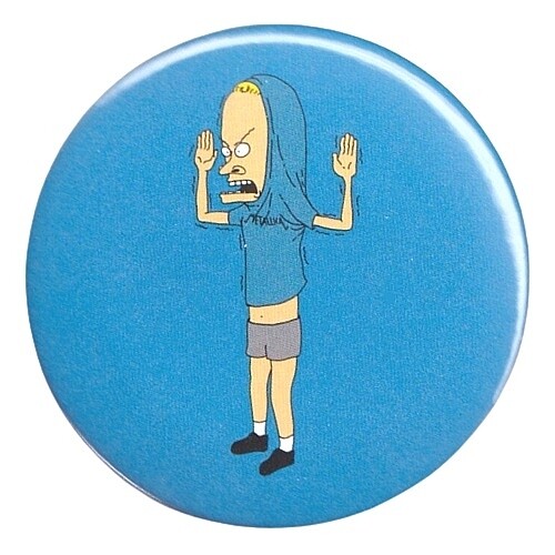 2 1/4&quot;D Cornholio (Plain Blue) Pinback Button