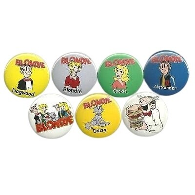 Blondie Comics Set of 7 Pinback Buttons