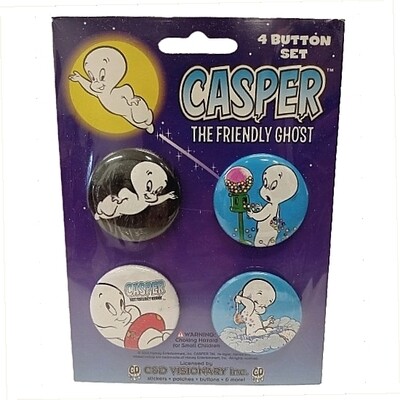 Casper Set of 4 Pinback 1 1/2"D Buttons