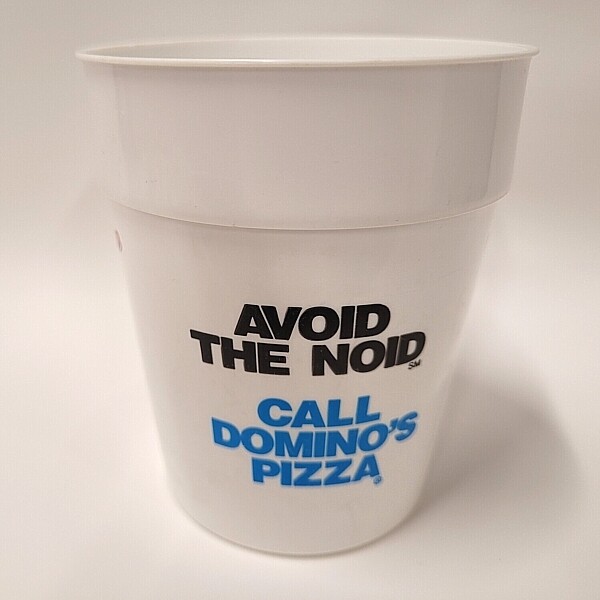 Domino's Pizza 4"H Plastic Cup "Avoid the Noid"
