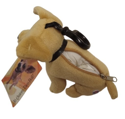 5"H Taco Bell Chihuahua Plush Clip with Zippered Compartment