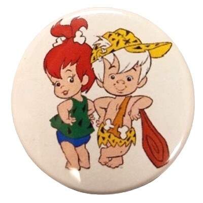 The Flintstones 1 1/2"D Pebbles and Bamm-Bamm Pinback Button