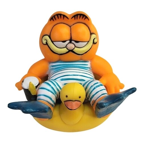 Garfield on Rubbery Ducky Innertube PVC Figure