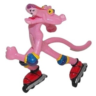 Pink Panther 4&quot;H Roller Blade Bendable Figure