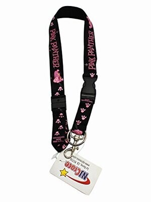 Pink Panther Cloth Lanyard with Metal Ring and Clip