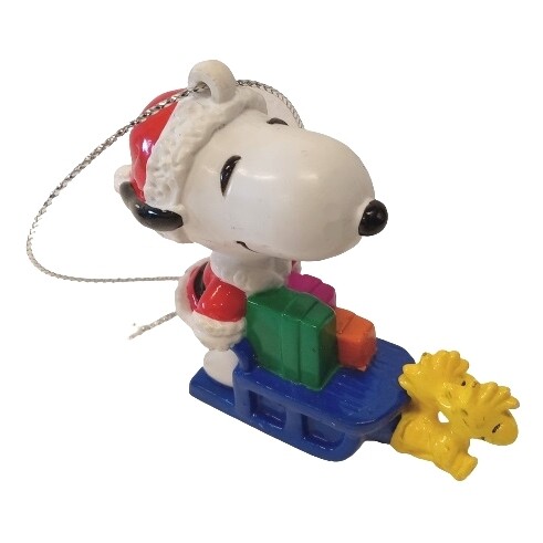 2 1/2&quot;H Snoopy and Woodstocks on Sled PVC Ornament