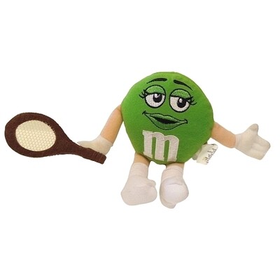 M&M 6"H Green with Tennis Racquet Beanbag Character