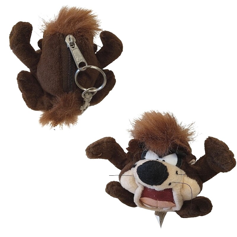 Looney Tunes 5&quot;H Taz Beanbag with Zippered Compartment / Clip / Keychain