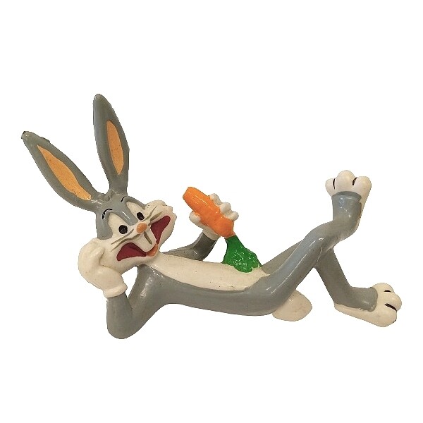 Looney Tunes 3 3/4"L Bugs Bunny Laying Down with Carrot PVC Figure