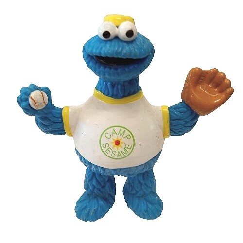 Sesame Street 4 1/2&quot;H Cookie Monster Camp Sesame Baseball PVC Figure