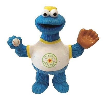 Sesame Street 4 1/2"H Cookie Monster Camp Sesame Baseball PVC Figure