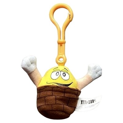 M&M YELLOW 2 1/2"H Plush in Easter Basket with Plastic Clip