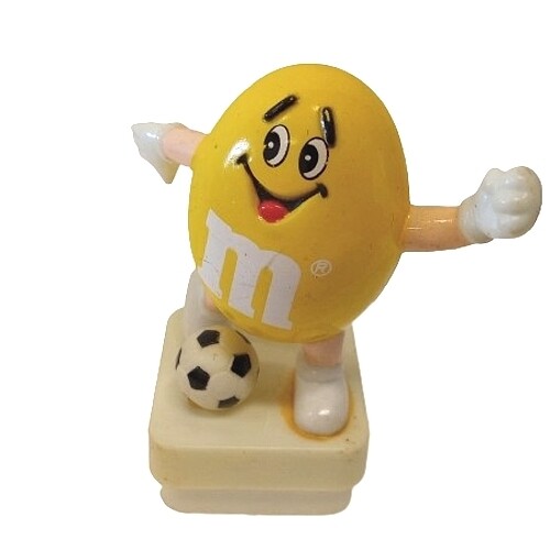 M&amp;M YELLOW Square Base 3&quot;H Topper - Soccer