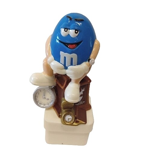 M&amp;M BLUE Square Base 3 3/4&quot;H Topper - Clocks