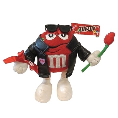M&M RED 8 1/2"H Plush with Jacket and Sunglasses