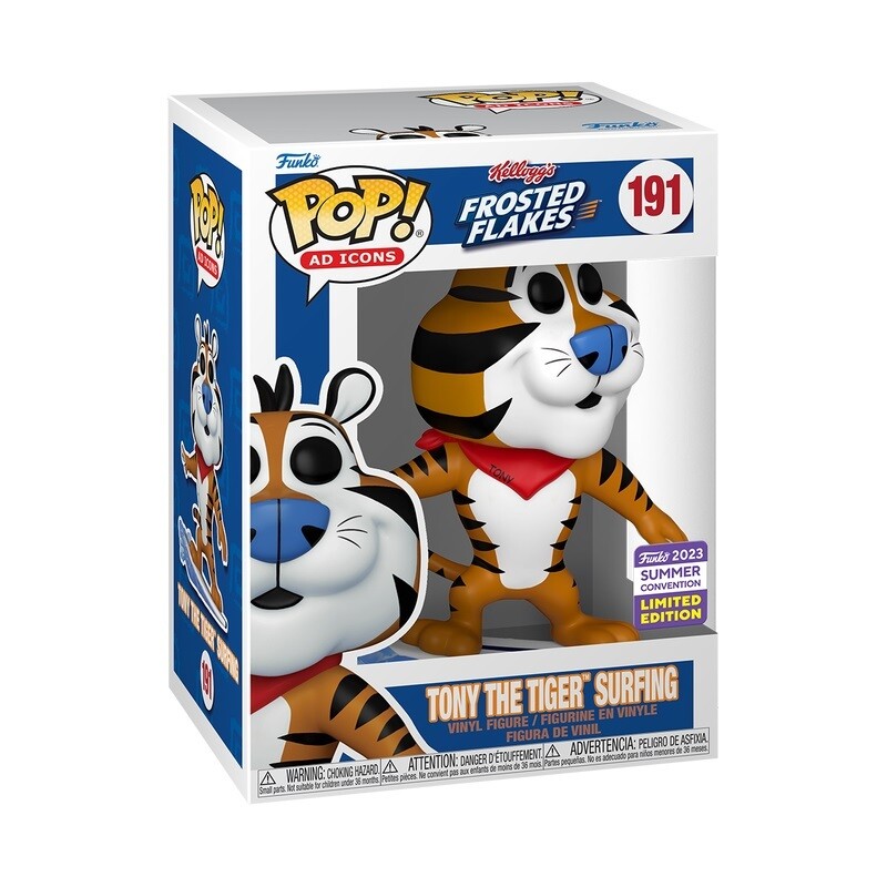 Kellogg's 3 3/4"H Tony the Tiger Surfing POP! Ad Icons Vinyl Figure #191 - 2023 Summer SDCC Exclusive
