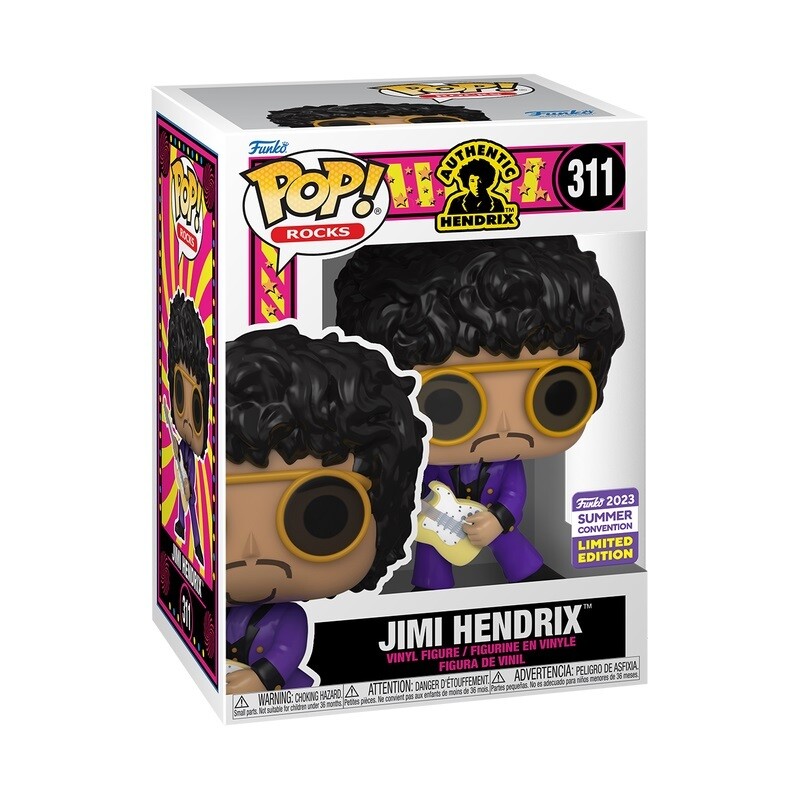 Jimi Hendrix 3 3/4"H POP! Rocks Vinyl Figure #311 - 2023 Summer SDCC Exclusive