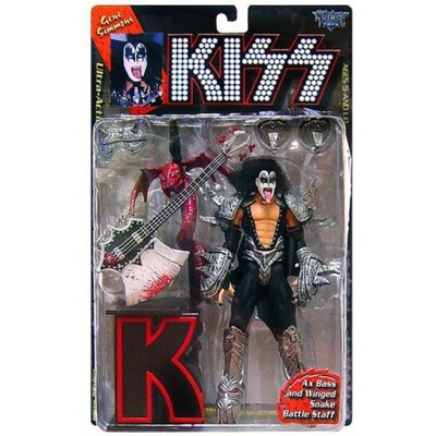 KISS Gene Simmons McFarlane Series One Ultra Acton Figures with K Letter Base - 2nd issue card
