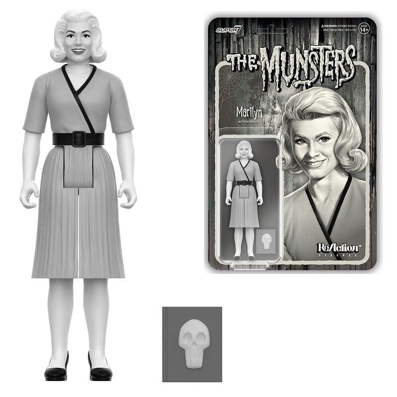 The Munsters 3 3/4&quot;H Marilyn Munster GRAYSCALE ReAction Figure
