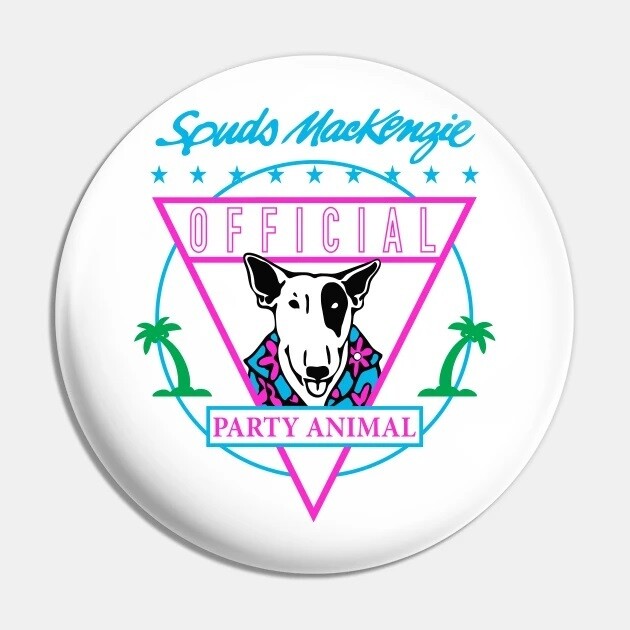 Spuds MacKenzie Official Party Animal 2 1/4&quot;D Pinback Button