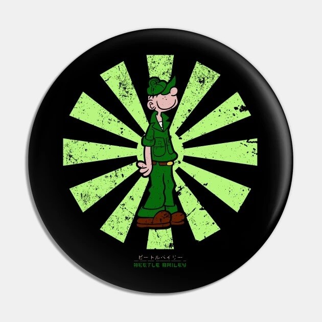 Beetle Bailey Japanese Retro 2 1/4"D Pinback Button