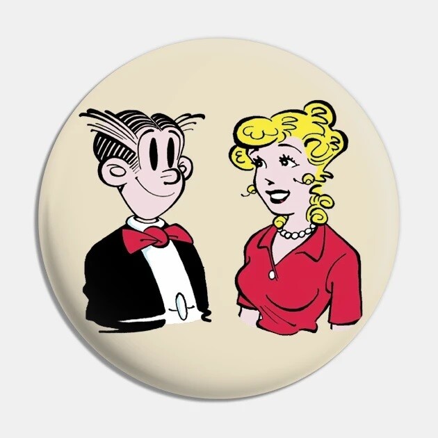 Blondie and Dagwood Bumstead 2 1/4"D Pinback Button