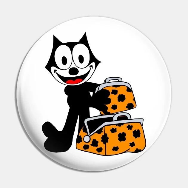 Felix the Cat with Magic Bag 2 1/4"D Pinback Button