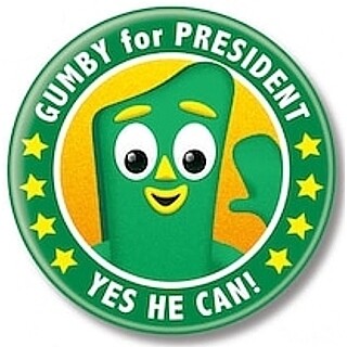 2 1/4"D Gumby for President Pinback Button