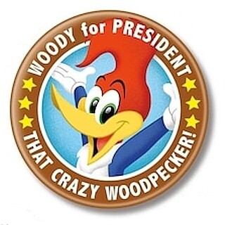 2 1/4"D Woody Woodpecker for President Pinback Button
