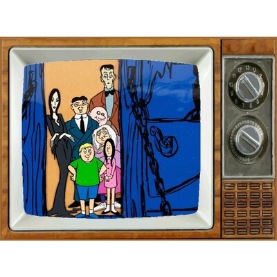The Addams Family Cartoon Metal TV Magnet
