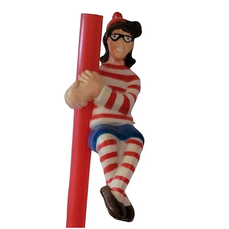 Where&#39;s Waldo? / Where&#39;s Wally? 2 3/4&quot;H PVC Straw Holder Figure - Wenda or Wilma