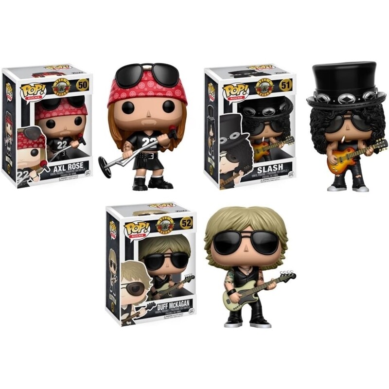 Guns N&#39; Roses Set of All Three 3 3/4&quot;H POP! Rocks Vinyl Figures