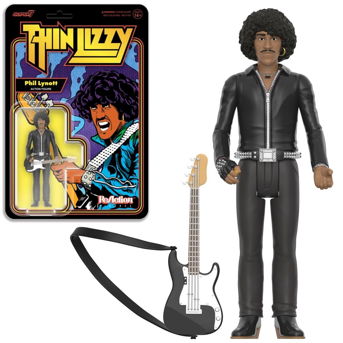 Thin Lizzy 3 3/4&quot;H Phil Lynott ReAction Figure