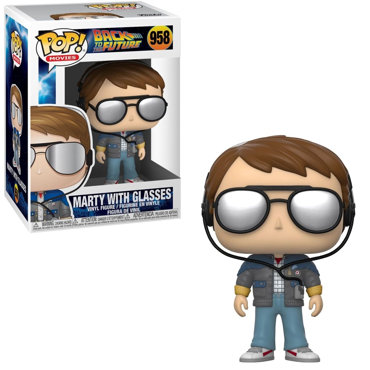 Back to the Future 3 3/4&quot;H Marty with Glasses POP! Movies Vinyl Figure #958