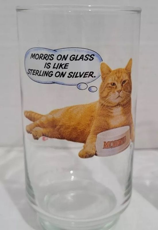 9Lives Morris the Cat 'Morris On Glass Is Like Sterling On Silver' 5"H Glass