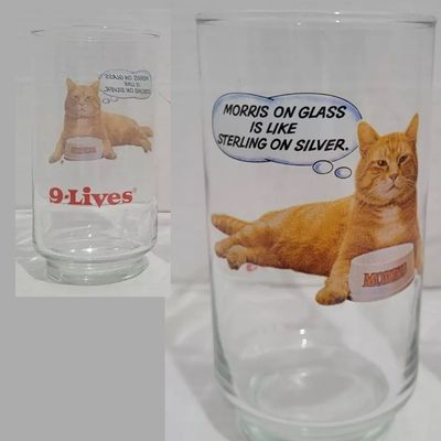 9Lives Morris the Cat &#39;Morris On Glass Is Like Sterling On Silver&#39; 5&quot;H Glass