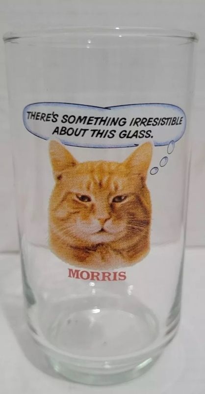 9Lives Morris the Cat 'There's Something Irresistible About This Glass' 5"H Glass