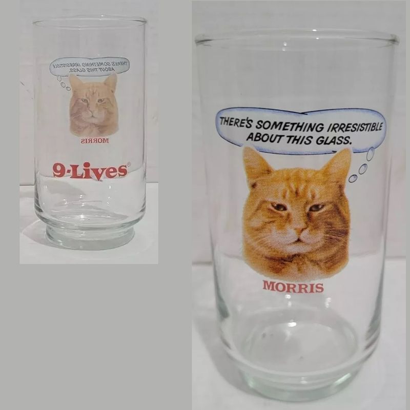 9Lives Morris the Cat &#39;There&#39;s Something Irresistible About This Glass&#39; 5&quot;H Glass