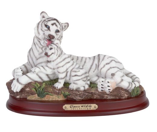 White Tiger and Cub - Classic Wildlife Collection Poly-Resin Statue 31061