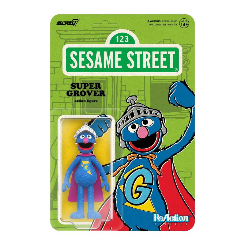 Sesame Street Super Grover 3 3/4"H ReAction Figure
