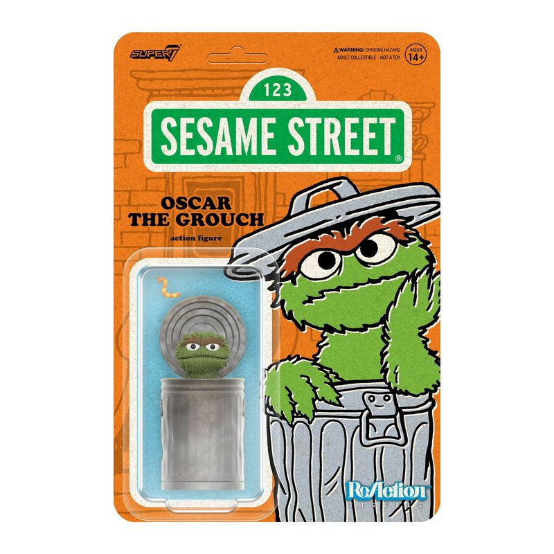 Sesame Street Oscar the Grouch with Slimy 3 3/4"H ReAction Figure