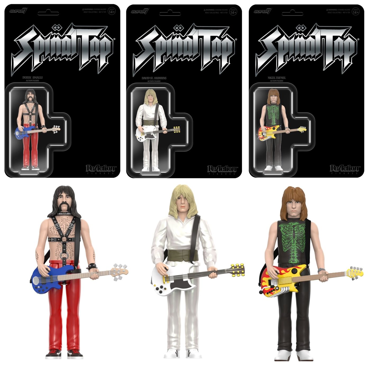 Spinal Tap Set of Three 3 3/4&quot;H ReAction Figures