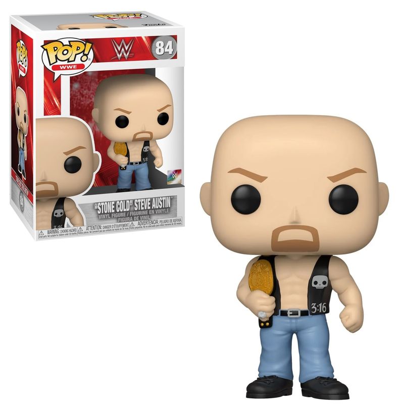 Stone Cold Steve Austin with Belt 3 3/4&quot;H POP! WWE Vinyl Figure #84
