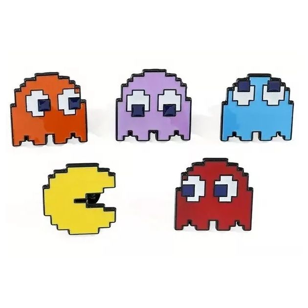 Pac-Man set of 5 Enamel Pins / Tie Tacks