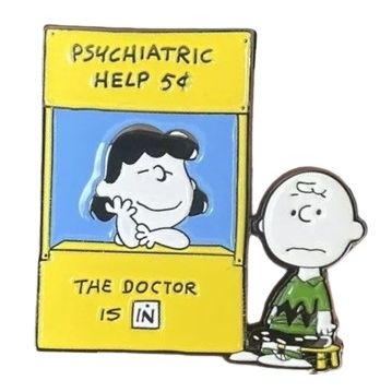 Peanuts Psychiatric Help - Charlie Brown and Lucy Van Pelt Enamel Pin / Tie Tack